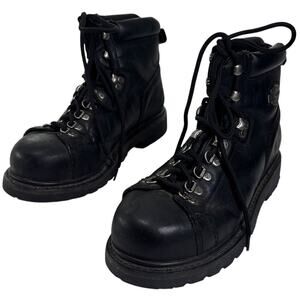 Vintage y2k Harley Davidson Women's Sz 9.5 Black Leather Motorcycle Combat Boots